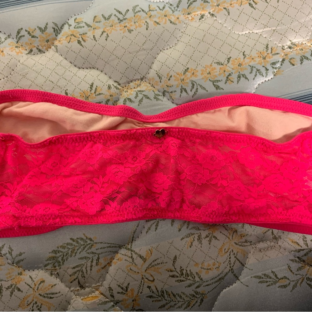 PINK Victoria's Secret Hot Pink Lace Bandeau
